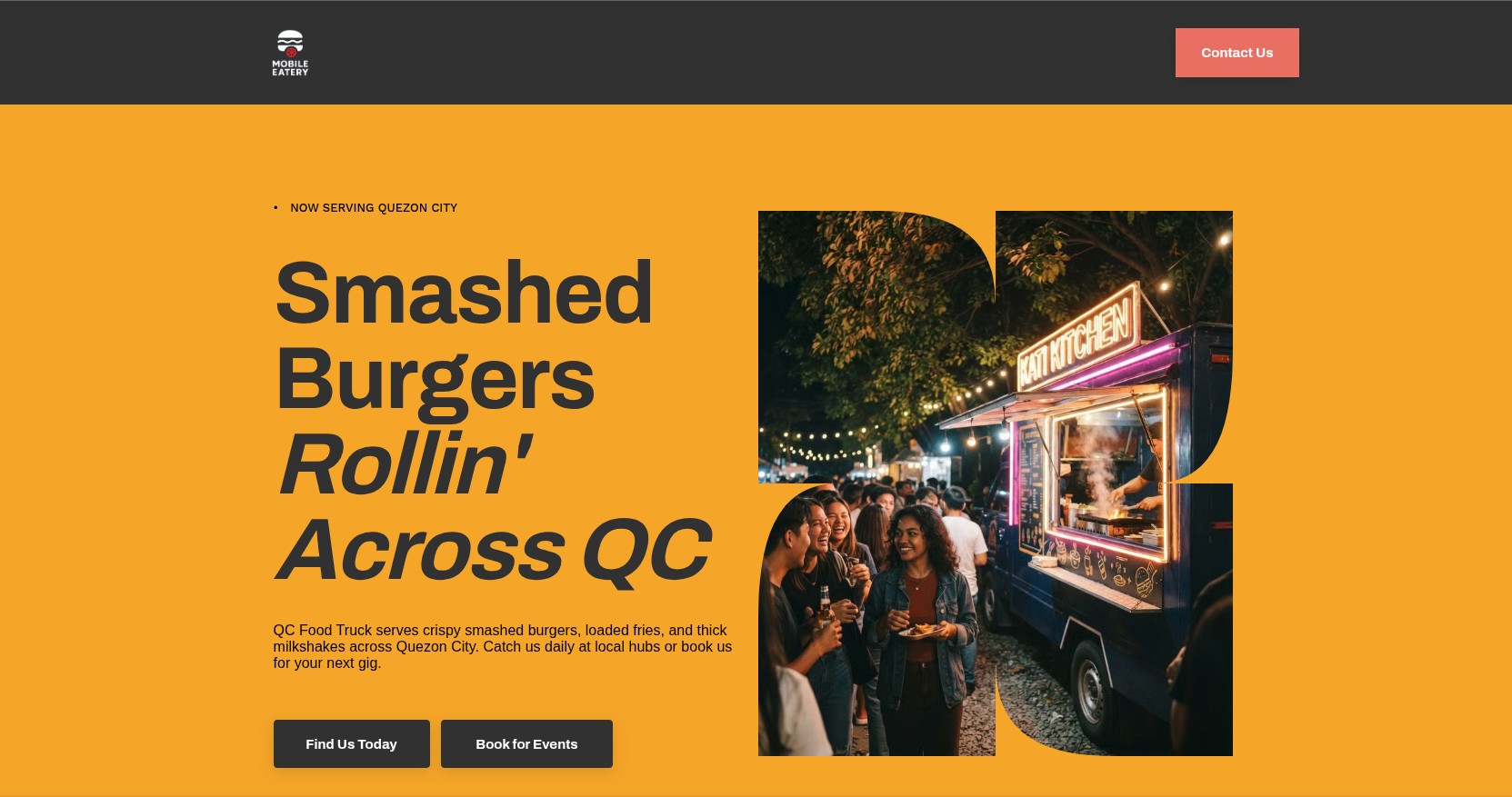 Mobile Eatery landing page preview